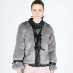 LE VOLIERE ECOPELLICCIA GRIGIA CON INSERTI IN ECOPELLE