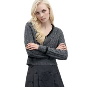 MAGLIONE SCOLLO V CON STRASS