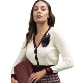 CARDIGAN TRAFOTATO CON COSTINE A RIGHE