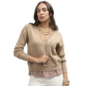 MAGLIA SCOLLO V CON GEORGETTE SOTTO