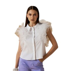 NO SECRETS CAMICIA MANICHE IN TULLE